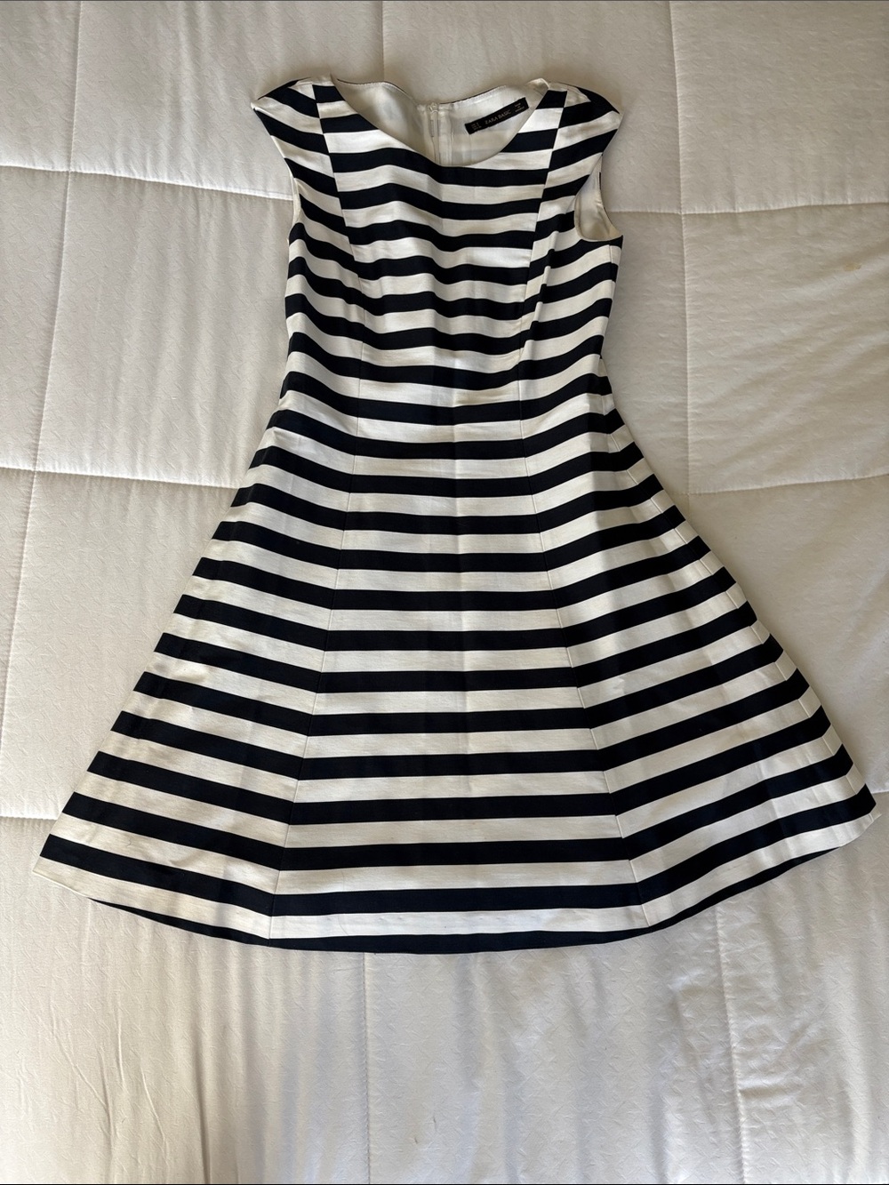 Zara Black and White Striped Sleeveless Mini Dress